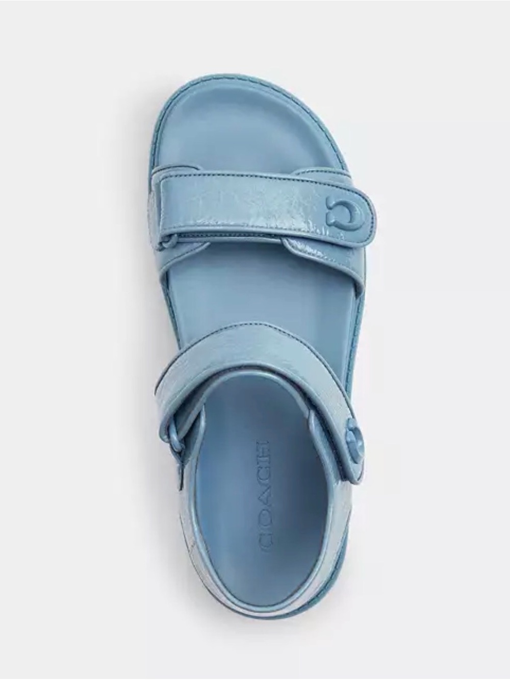 Coach Baby Blue Leather Adjustable Strap Sandal